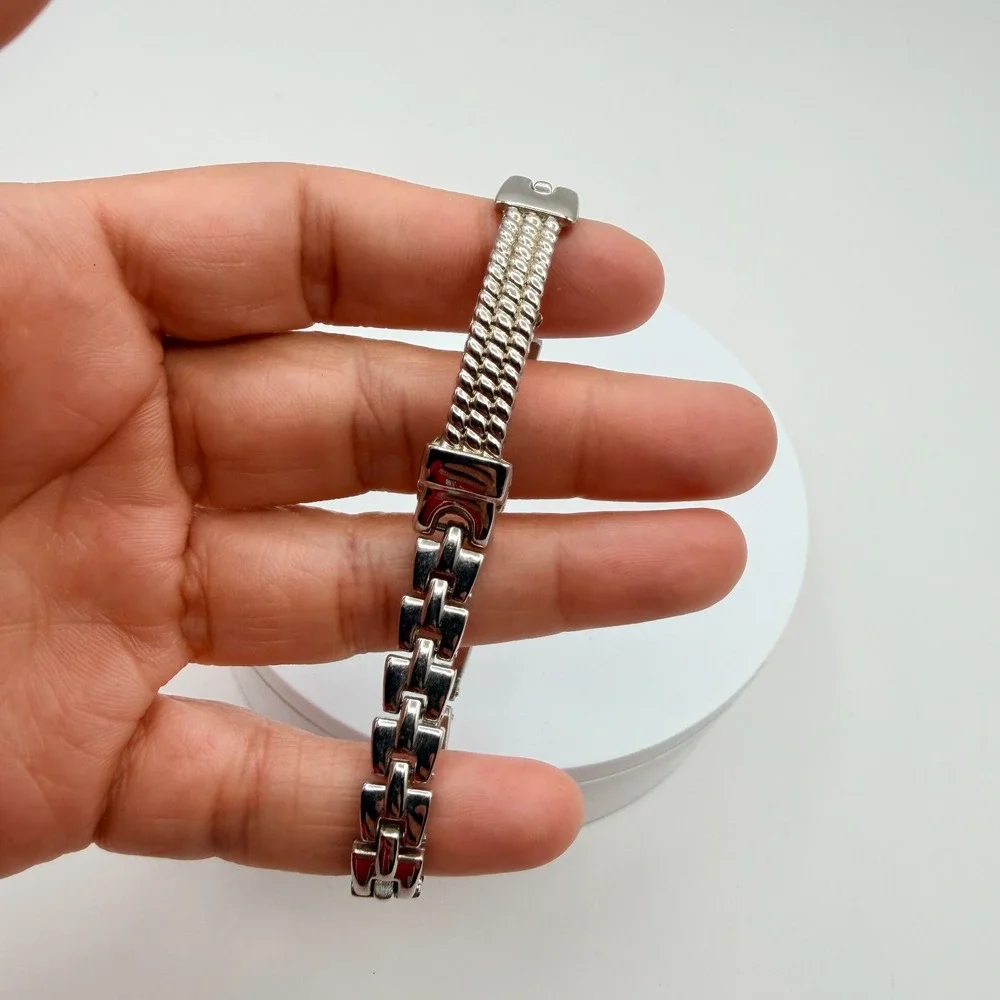 Vintage 90s Silver Tone Breil Edit Bracelet Boho Women's Classic Fashion Jewelry